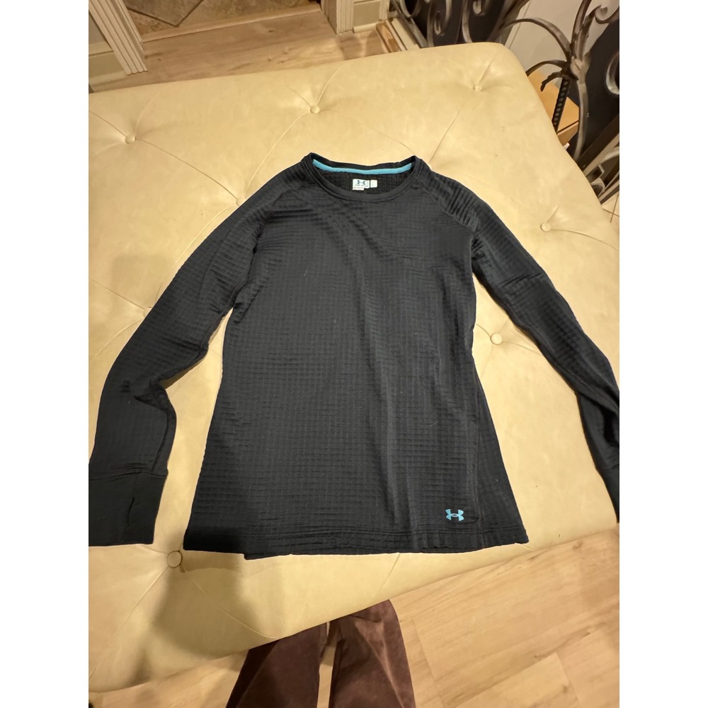 Under Armour Base 4.0 Womens XL Black Thermal Long Sleeve Grid Fleece Top Fitted